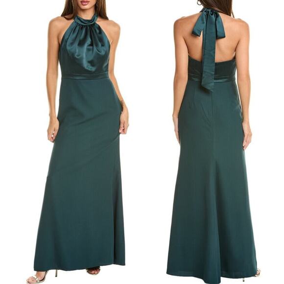 After Six Dress Halter Neck Open Back Maxi Gown Green Size 4 - Picture 1 of 11